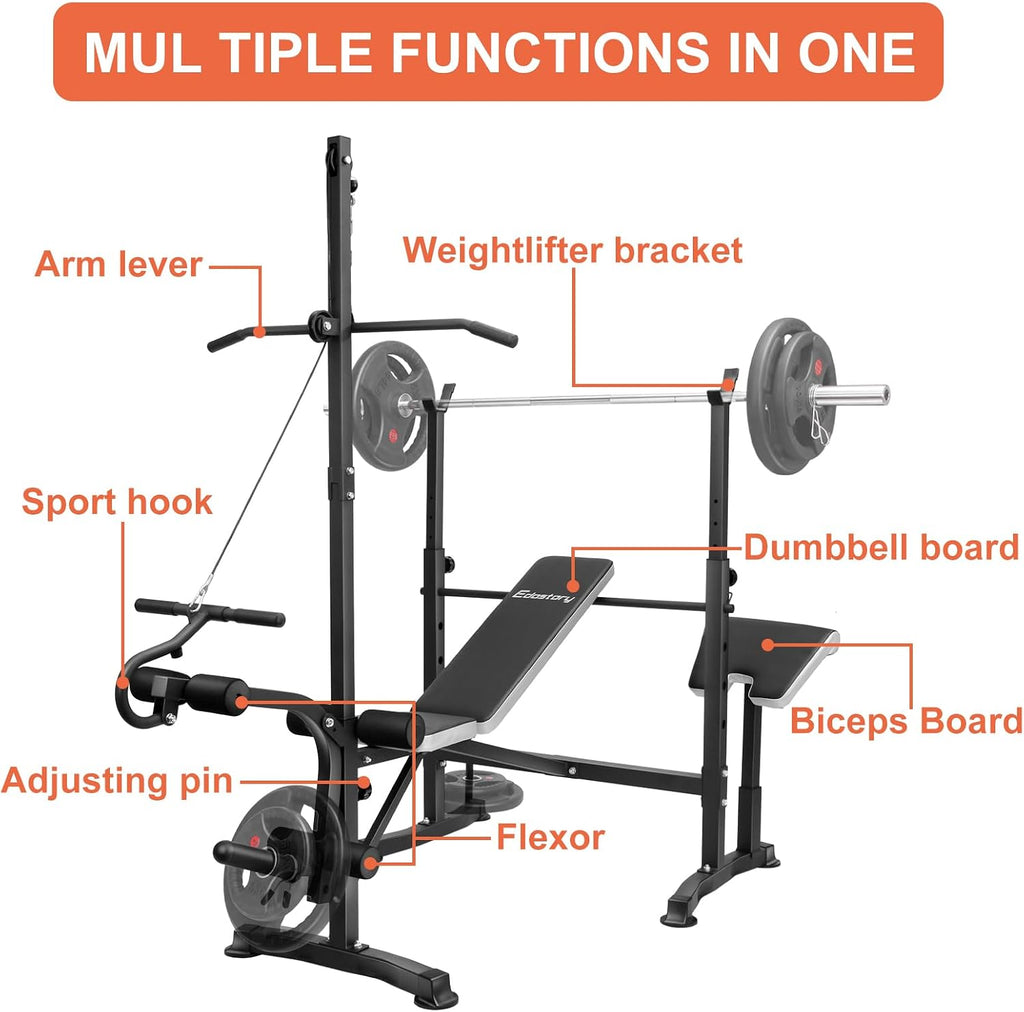 Olympic adjustable Weight Bench Set, Workout Equipment for Home Workouts, Bench Press with Preacher Curl, Leg Developer, Home Gym Full Body Workout