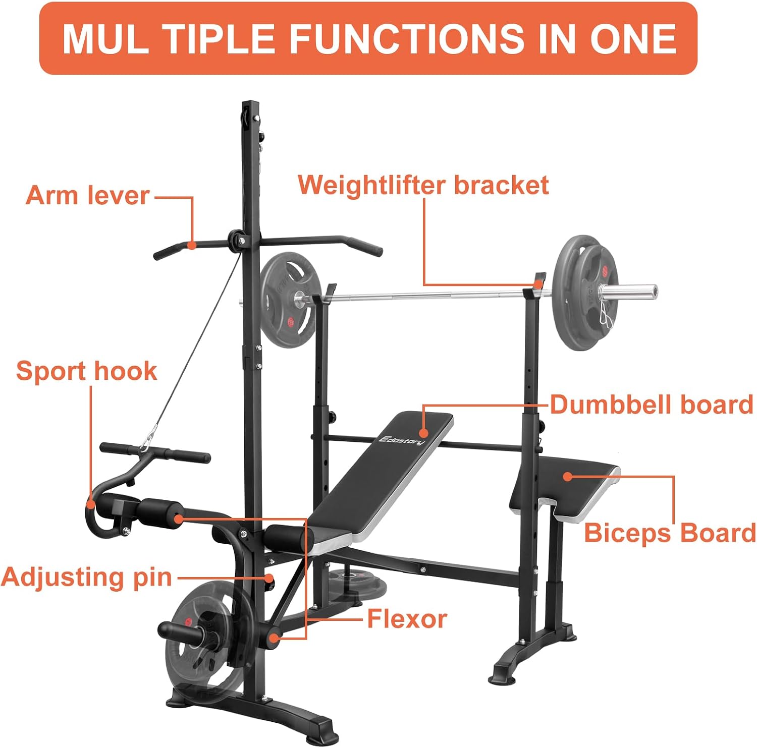 Olympic adjustable Weight Bench Set, Workout Equipment for Home Workouts, Bench Press with Preacher Curl, Leg Developer, Home Gym Full Body Workout