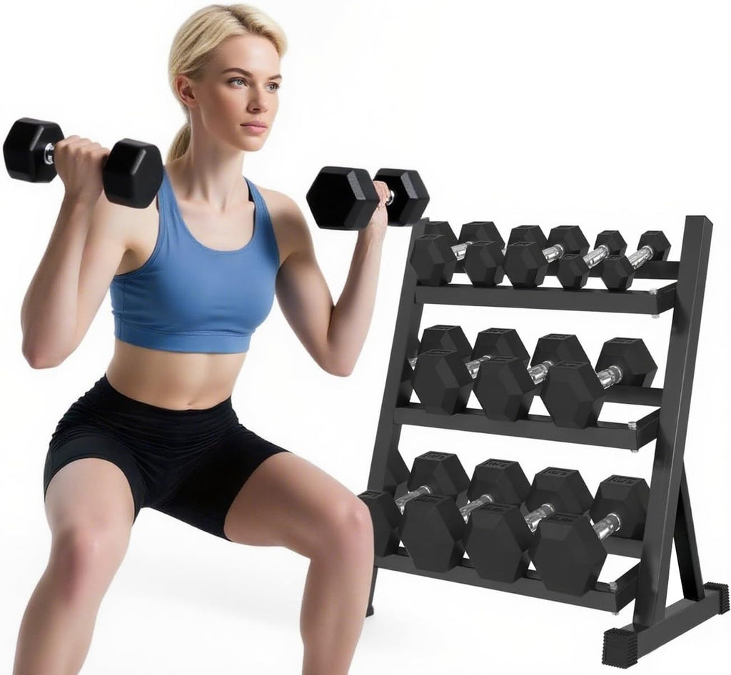 350-550 lbs Hex Weight Dumbbell Set with Rack 5-50 lbs Hand Weights for Strength Training for Home Gyms Rubber Iron Coated Dumbbells Exercise & Fitness Equipment to Training Strength Muscle
