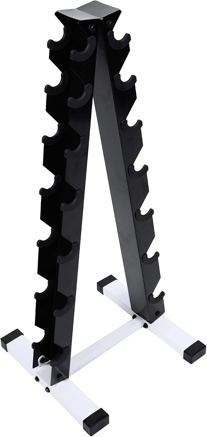 Ader Black Octagon Rubber Dumbbell Set with Rack