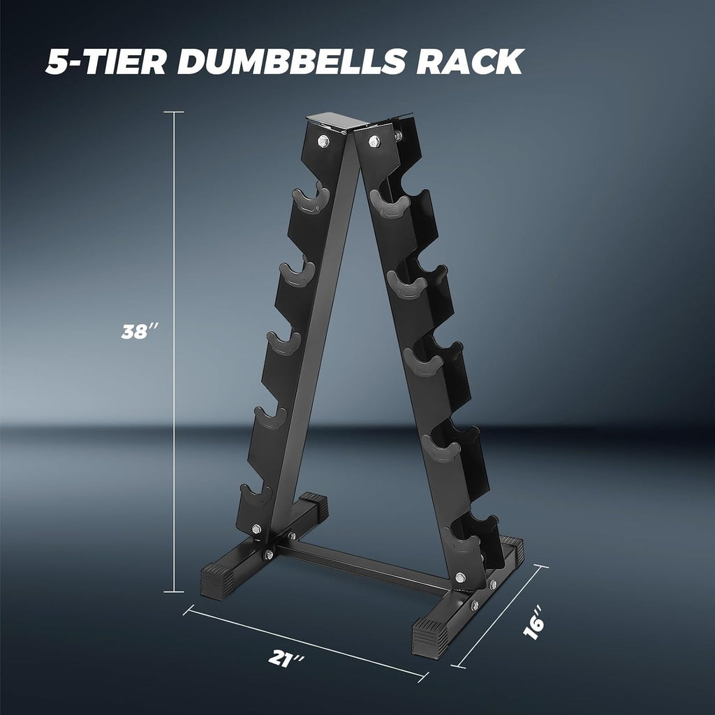 RITFIT Rubber Hex Dumbbells Set with Rack, 180-780LB Heavy-Duty Cast Iron Core, Knurled Chrome Handle, Space-Saving Storage Rack for Home Gym Strength Training