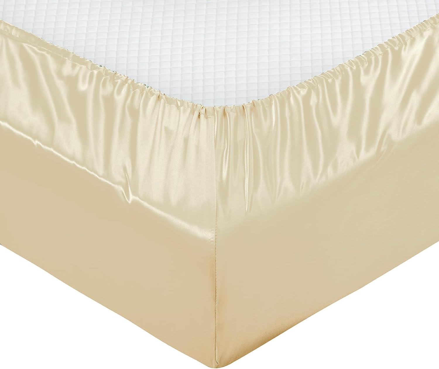 Twin XL Size 4-Piece Sheet Set Premium 30 Momme Mulberry Silk Bed Sheets Set Fits 23-26' Deep Pocket (Solid, Beige)