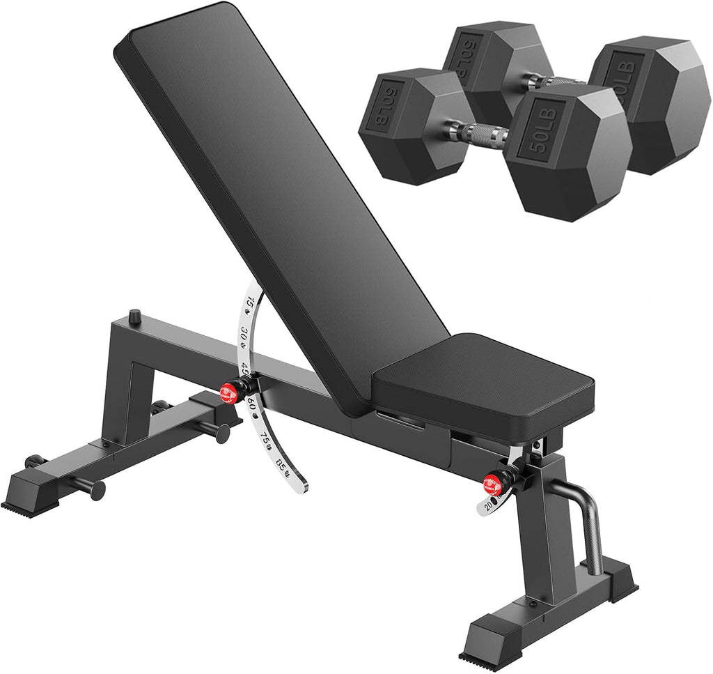 HANDBODE Adjustable Weight Bench for Full Body Workout, 1300 LBS Weight Capacity Bench Press Bench of Home Gym Strength Training, Incline Upright Flat Utility Workout Bench with Fast Adjustment