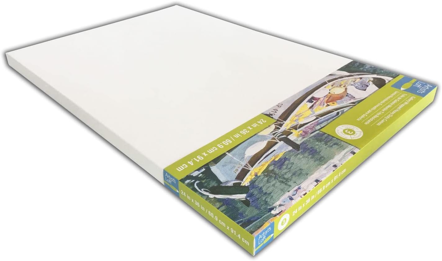 Artist's Loft 24' x 36' Level 3 Gallery Wrapped Heavy Duty Canvas - Archival, Acid Free Cotton Canvas for Acrylic and Oil Paint - Bulk 6 Pack
