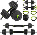 88LB Adjustable Weight Set, 4-In-1 Free Weights Used As Dumbbells, Barbells, Kettlebells, Push Up Stand, Exercises & Fitness Weight Sets for Women & Men for Home Gym