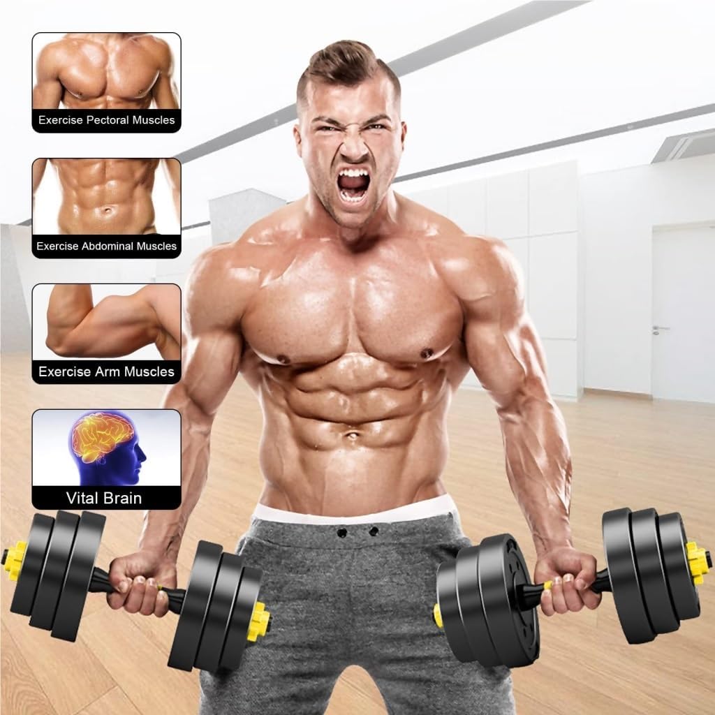 Dumbbel Adjustable-Dumbbells-Set,80lbs Free Weights Set with Connector,Fitness Exercises for Home Gym Suitable Men/Women,Yellow Barbell