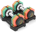 Adjustable Dumbbells Set 22.5LB Pair, 1-Sec Fast Adjustable 5 Free Weights, Premium Comfort Non-slip Metal Handle, Compact Size for Full Body Home Workout