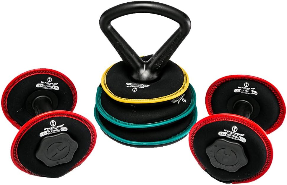 Hyperwear SoftBell® Adjustable Weight System – Modular Home Gym Set Converts to Dumbbells, Kettlebells & Plates, Quiet Soft Weights (3–20 lb or 20–50 lb Sets)