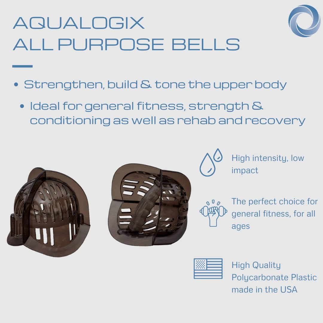Total Body Pool Weights for Water Exercise Bundle, Polycarbonate Upper Body Bells & Padded Lower Body Fins, Aqua Therapy, Pool Exercise, Water Aerobics, Color Indicate Resistance Level
