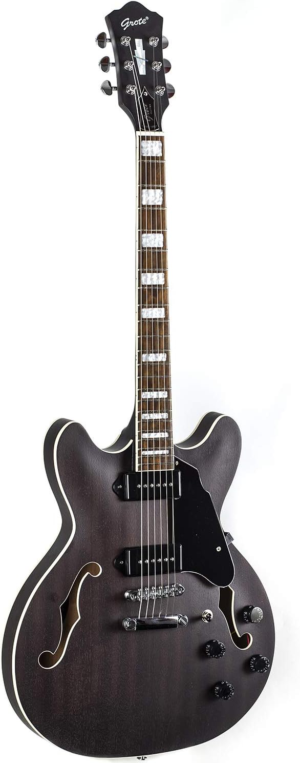 GROTE Electric Guitar Semi-Hollow Body Guitar matte finished P90 (Grey)