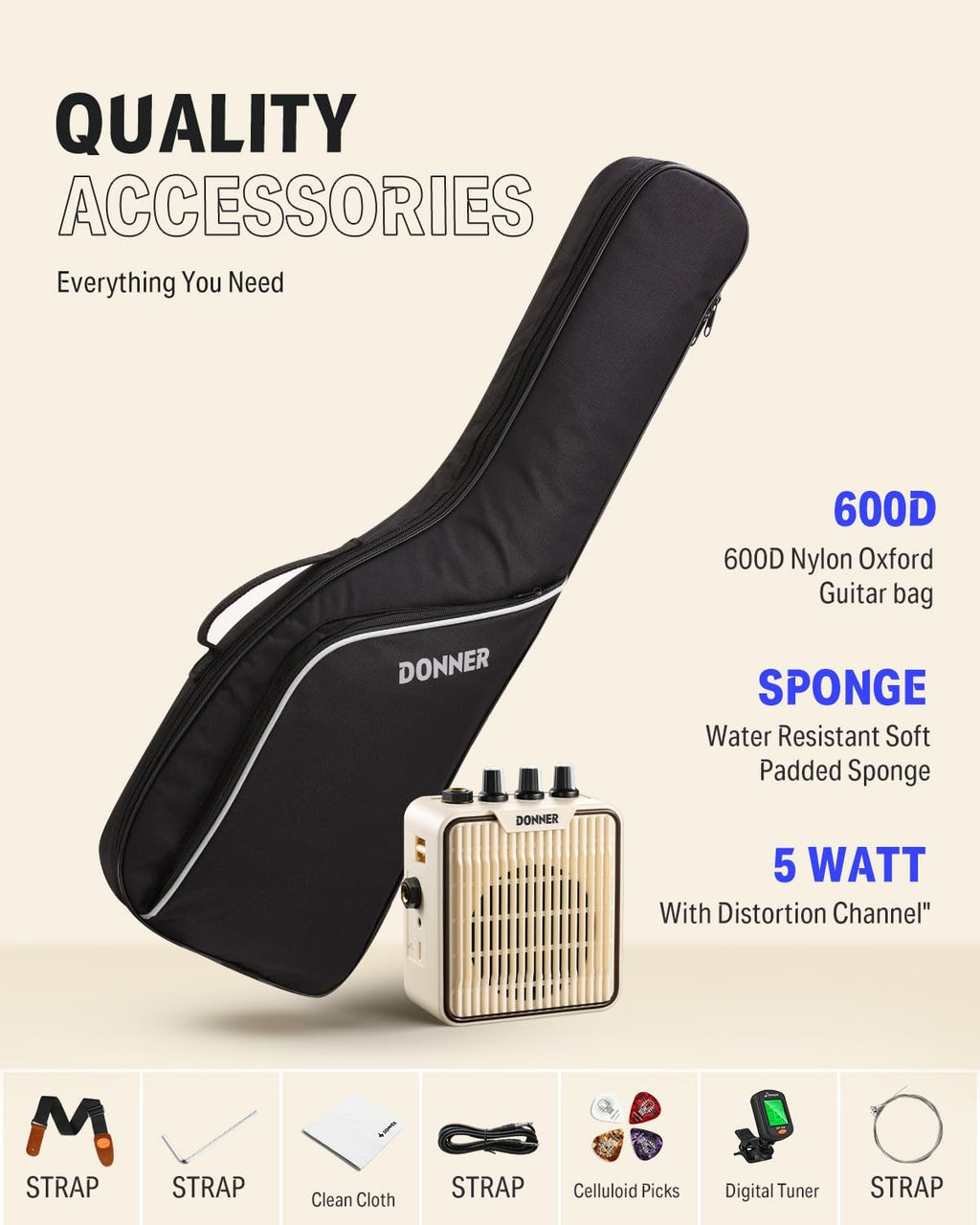 Donner 30 Inch Kids Electric Guitar Beginner Kits ST Style Mini Electric Guitar for Boys Girls with Amp, 600D Bag, Tuner, Picks, Cable, Strap, Extra Strings, DSJ-100, Green