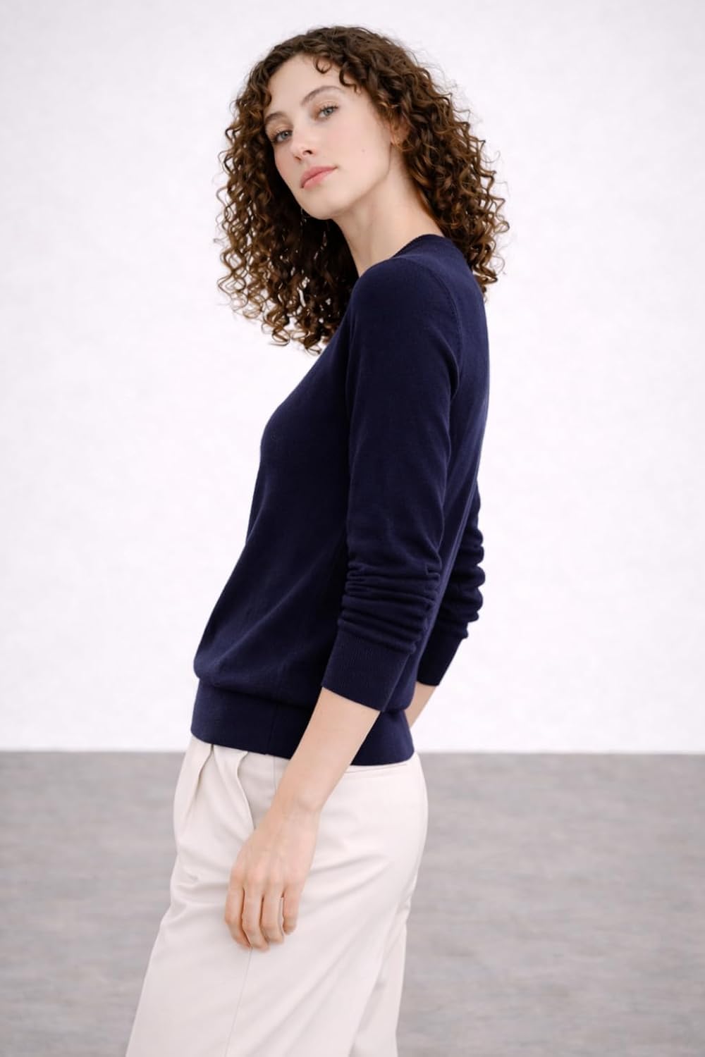 State Cashmere Women's Essential Crewneck Sweater 100% Pure Cashmere Classic Long Sleeve Pullover