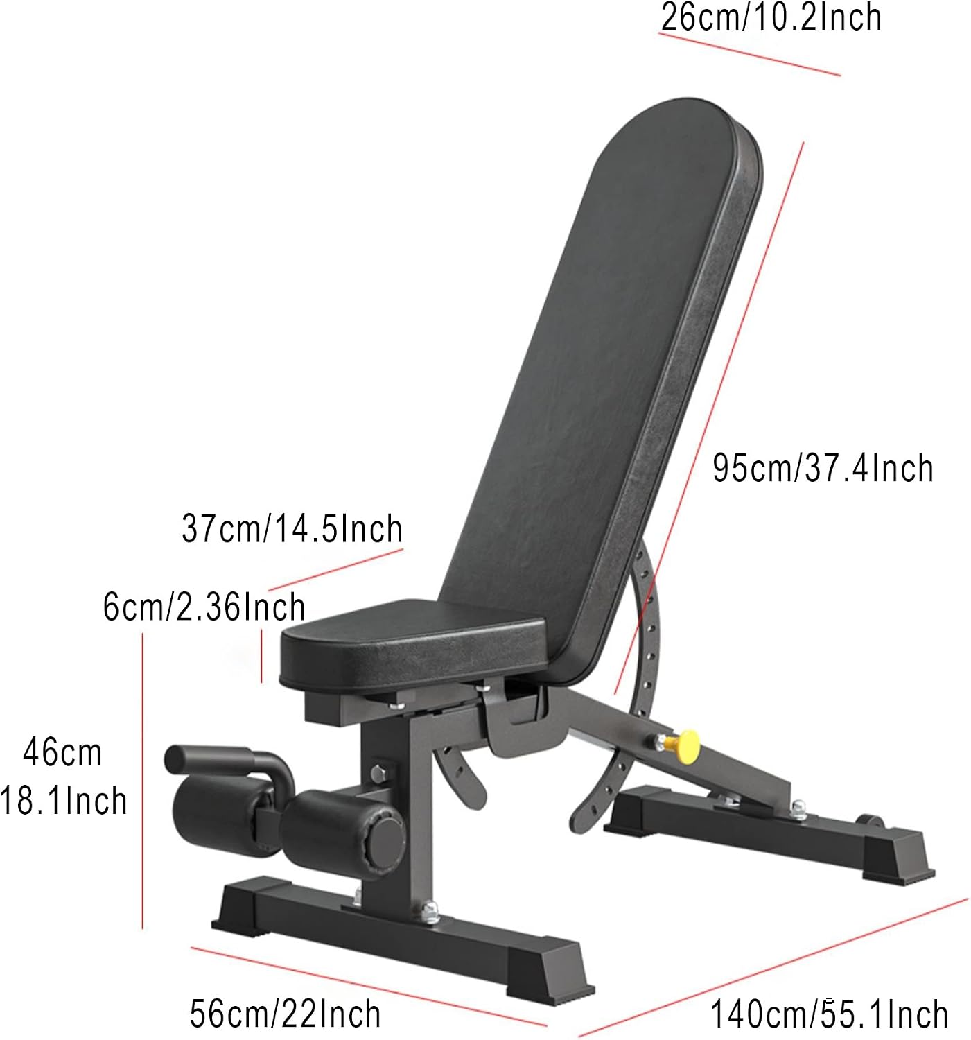 Weight Bench Adjustable Workout Bench Multi-Purpose Exercise Bench Fitness Equipment for Home Gym Barbell Dumbbell Bench Press and Strength Training Load 400KG,Black