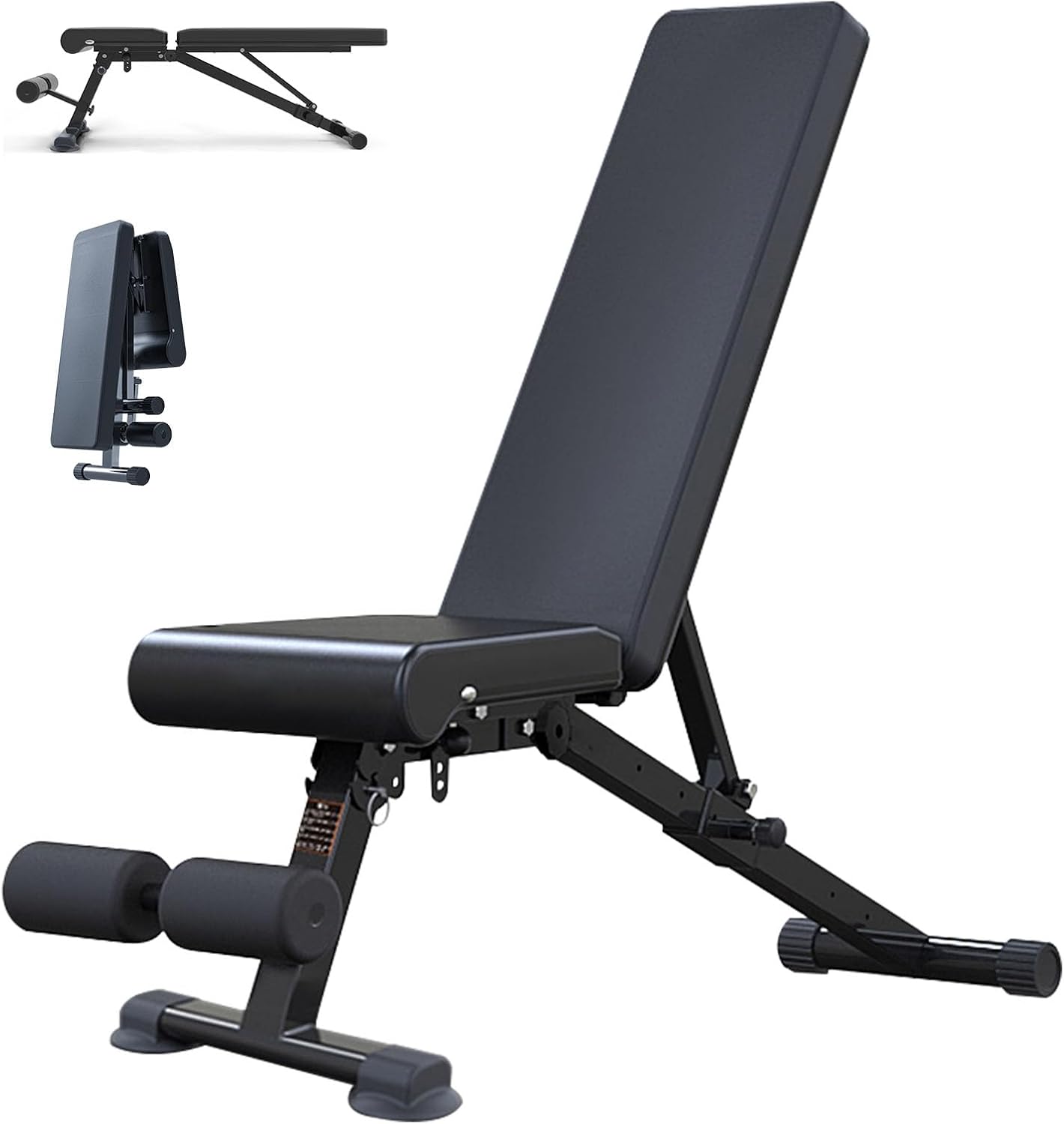 Adjustable Weight Bench, Foldable Workout Exercise Bench with Automatic Lock for Upright Incline Decline and Flat Full Body Exercise, Black