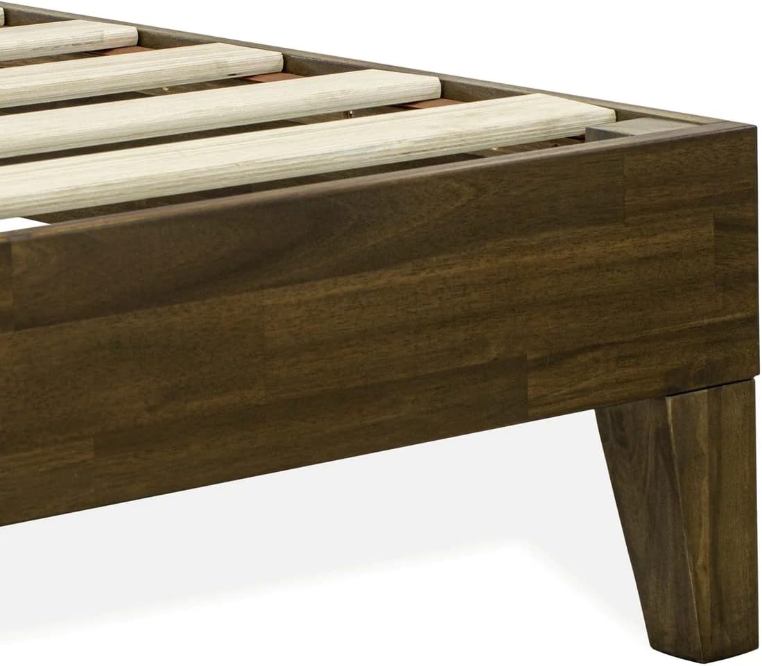East West Furniture NVP-22-K King Size Platform Bed Frame with 4 Hardwood Legs and 2 Extra Center Legs - Walnut Finish
