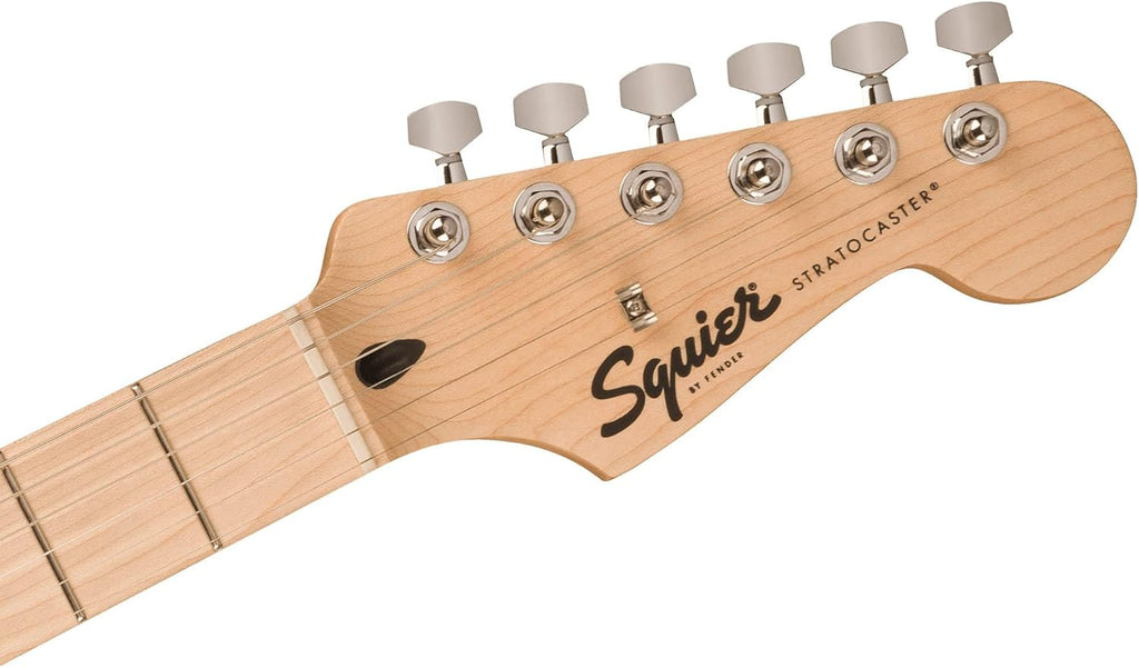Fender Squier Sonic Stratocaster HSS-Black Bundle with Frontman 10G Amp, Strap, Cable, Picks, and Austin Bazaar Guitar DVD