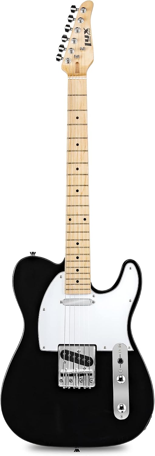 LyxPro 39' Electric Guitar TL Series, Full-Size Paulownia Wood Body, 3-Ply Pickguard, C-Shape Neck, Ashtray Bridge, Quality Gear Tuners, 3-Way Switch & Volume/Tone Controls, 2 Picks Included, Black