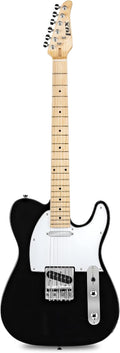 LyxPro 39' Electric Guitar TL Series, Full-Size Paulownia Wood Body, 3-Ply Pickguard, C-Shape Neck, Ashtray Bridge, Quality Gear Tuners, 3-Way Switch & Volume/Tone Controls, 2 Picks Included, Black