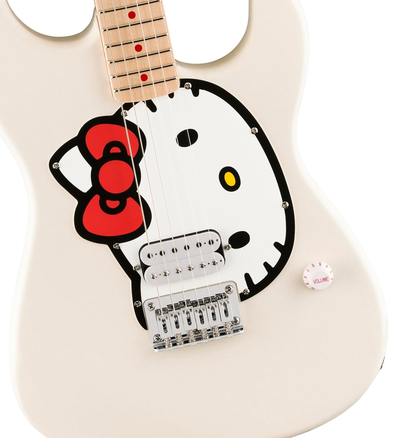 Fender x Hello Kitty Stratocaster Electric Guitar and Deluxe Hello Kitty Gig Bag, White