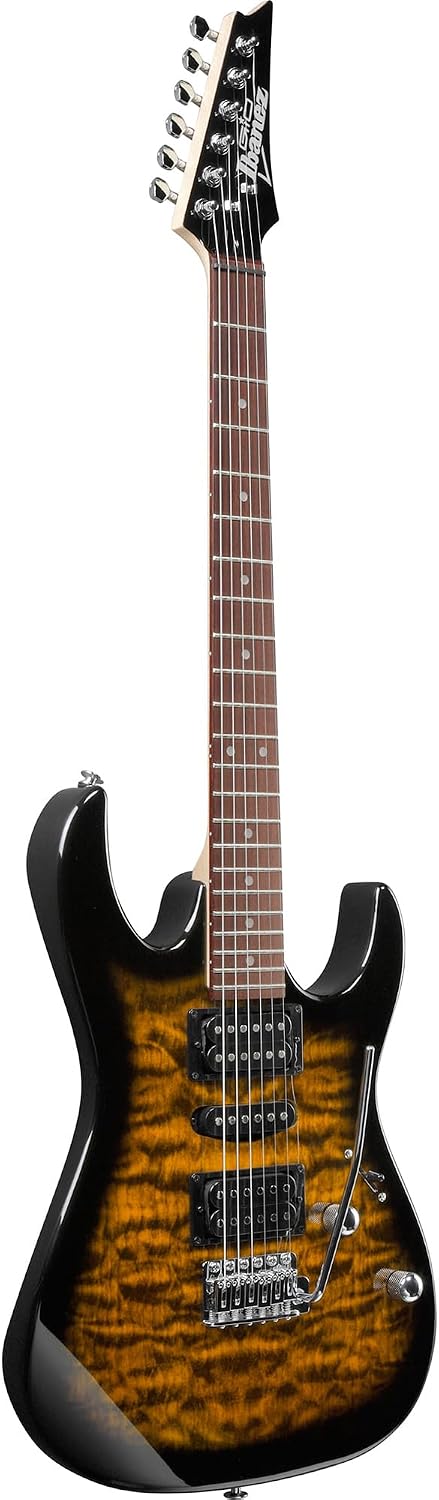 Ibanez GRX70QA RG Gio Electric Guitar - Sunburst Bundle with Amp, Gig Bag, Tuner, Cable, Picks, Austin Bazaar Instructional DVD, and Polishing Cloth