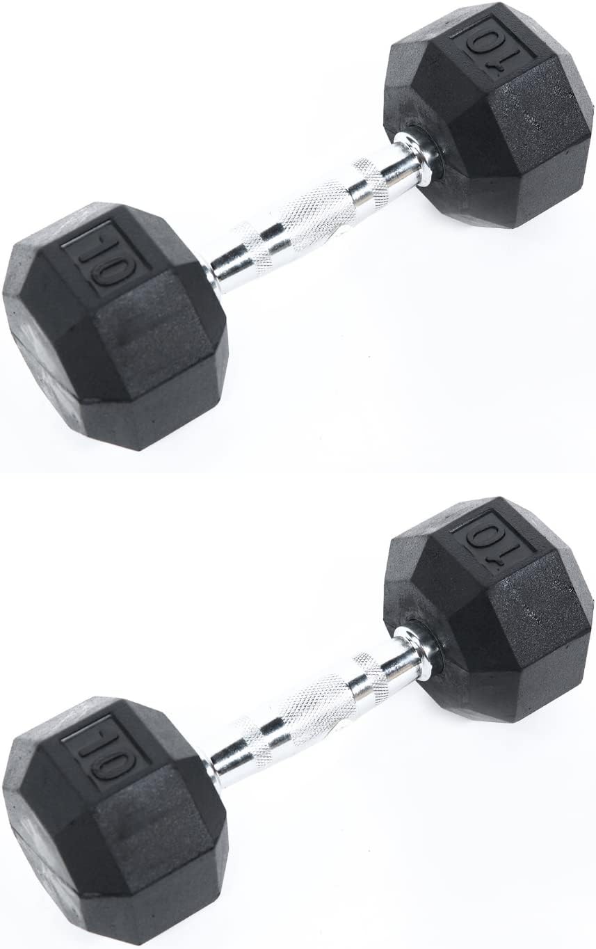 Ader Rubber Coated Hex Dumbbell Set 5-25 lbs