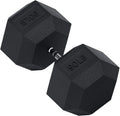THUNDERBAY Rubber Coated Cast Iron Hex Dumbbell Weights(in Pairs or Singles)