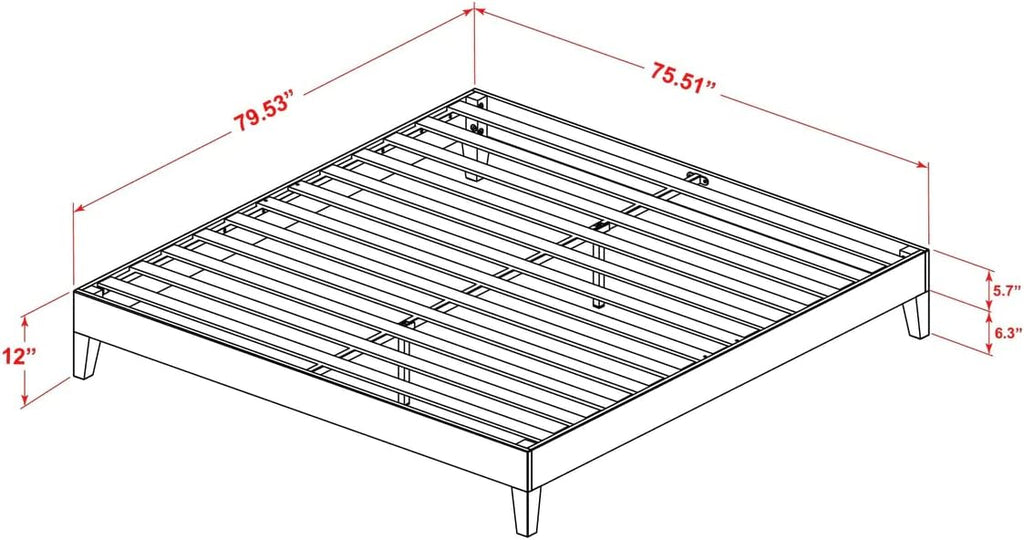 East West Furniture NVP-22-K King Size Platform Bed Frame with 4 Hardwood Legs and 2 Extra Center Legs - Walnut Finish