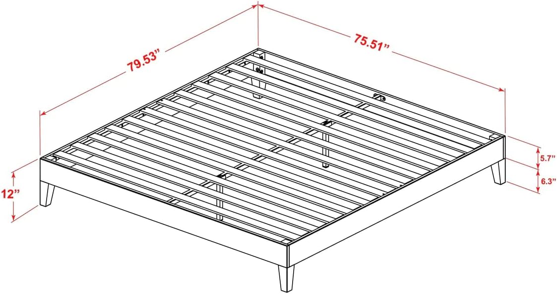 East West Furniture NVP-22-K King Size Platform Bed Frame with 4 Hardwood Legs and 2 Extra Center Legs - Walnut Finish