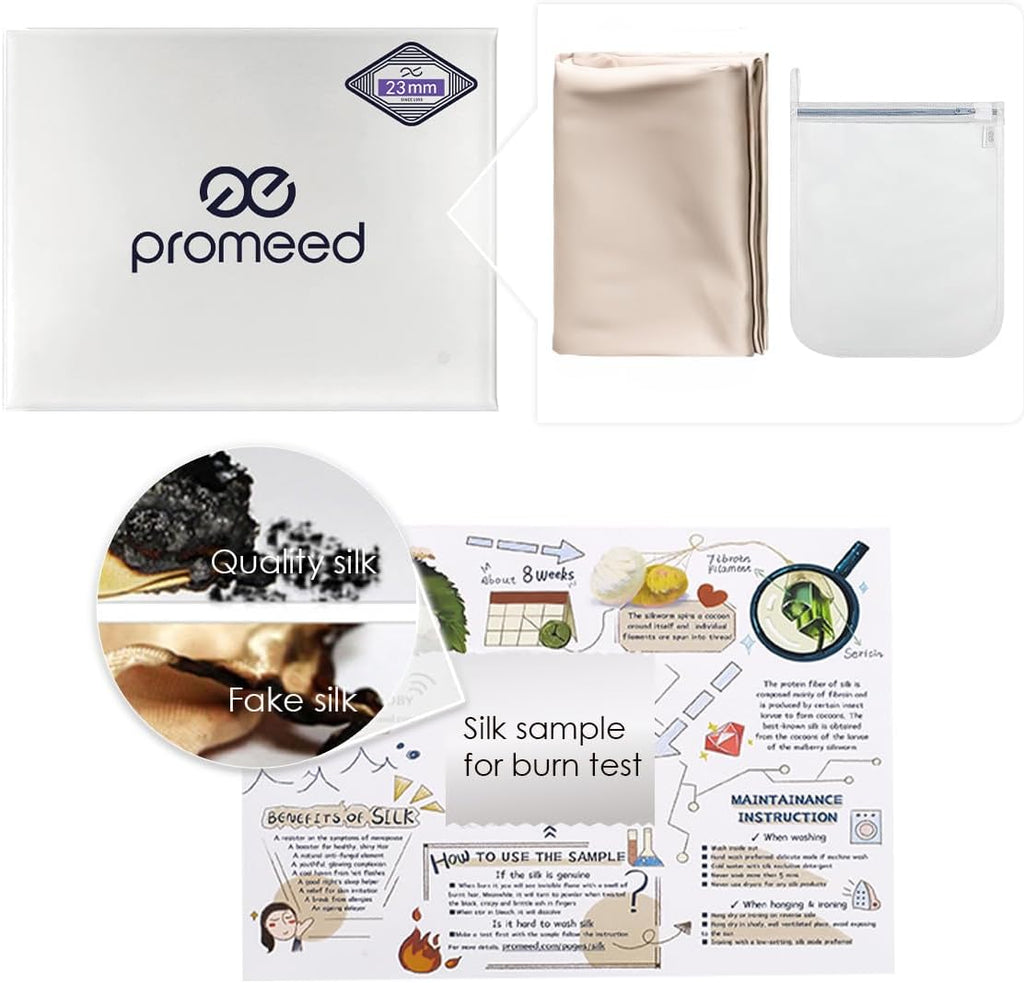 PROMEED 100% Mulberry Silk Duvet Cover Full Size, Real Grade 6A+ 23 Momme Mulberry Silk Quilt/Comforter Cover with Zipper and Corner Tie (Champagne, Full)