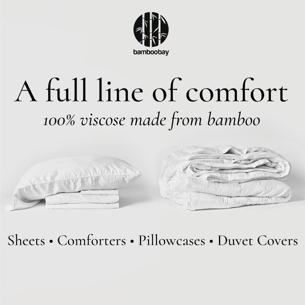 Bamboo Bay 6 Piece Full Size Sheet Set, 100% Viscose Made from Bamboo, Breathable, Ultra Soft Cooling Bed Sheets for Hot Sleepers, Beddings with Deep Pockets Fit 16' Mattress, Light Grey