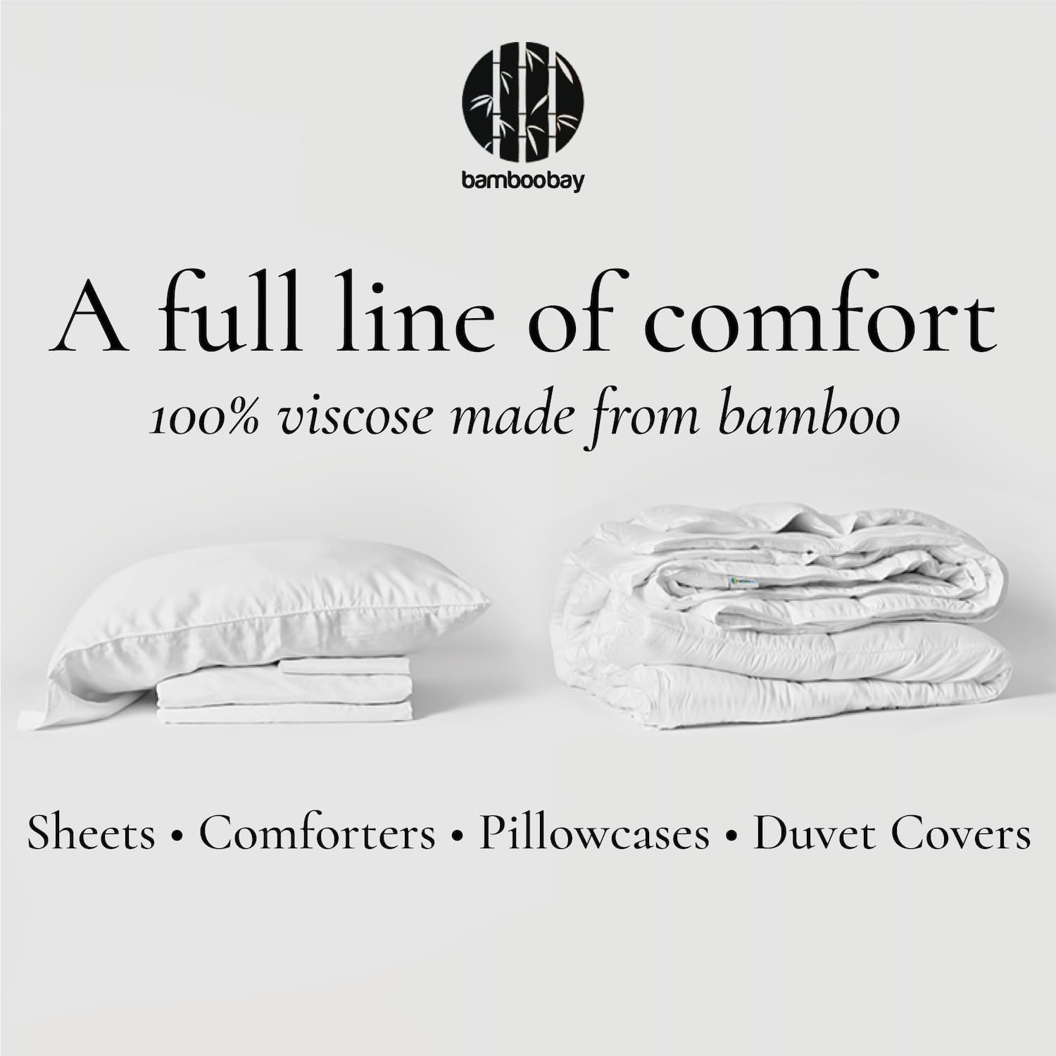 Bamboo Bay 6 Piece Full Size Sheet Set, 100% Viscose Made from Bamboo, Breathable, Ultra Soft Cooling Bed Sheets for Hot Sleepers, Beddings with Deep Pockets Fit 16' Mattress, Light Grey