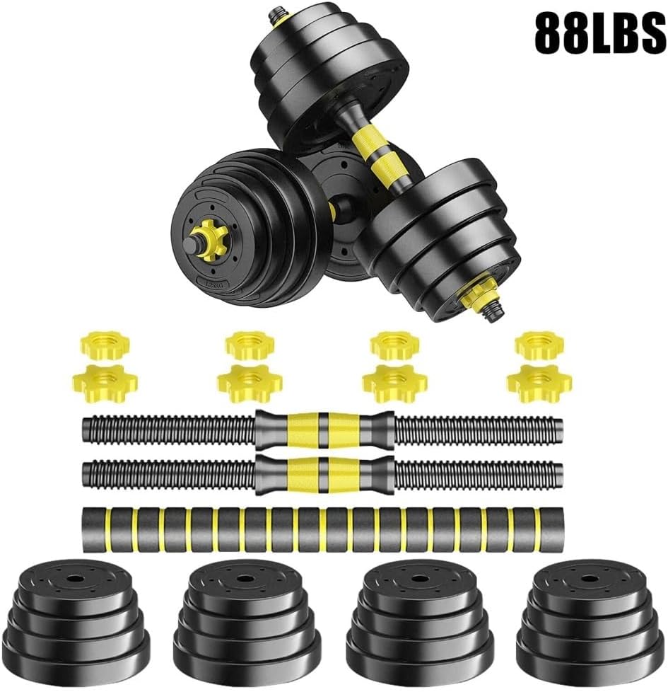 Dumbbel Adjustable-Dumbbells-Set,80lbs Free Weights Set with Connector,Fitness Exercises for Home Gym Suitable Men/Women,Yellow Barbell