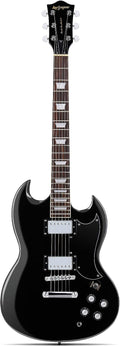 Leo Jaymz 39 Inch Solid Body Electric Guitar - Poplar Wood Body，Maple Neck and Laurel Wood Fretboard (Black)