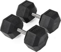 Titan Fitness Free Weights, Rubber Coated Hex Dumbbell, Straight Stainless Steel Handle, Strength Training, Full Body Workout