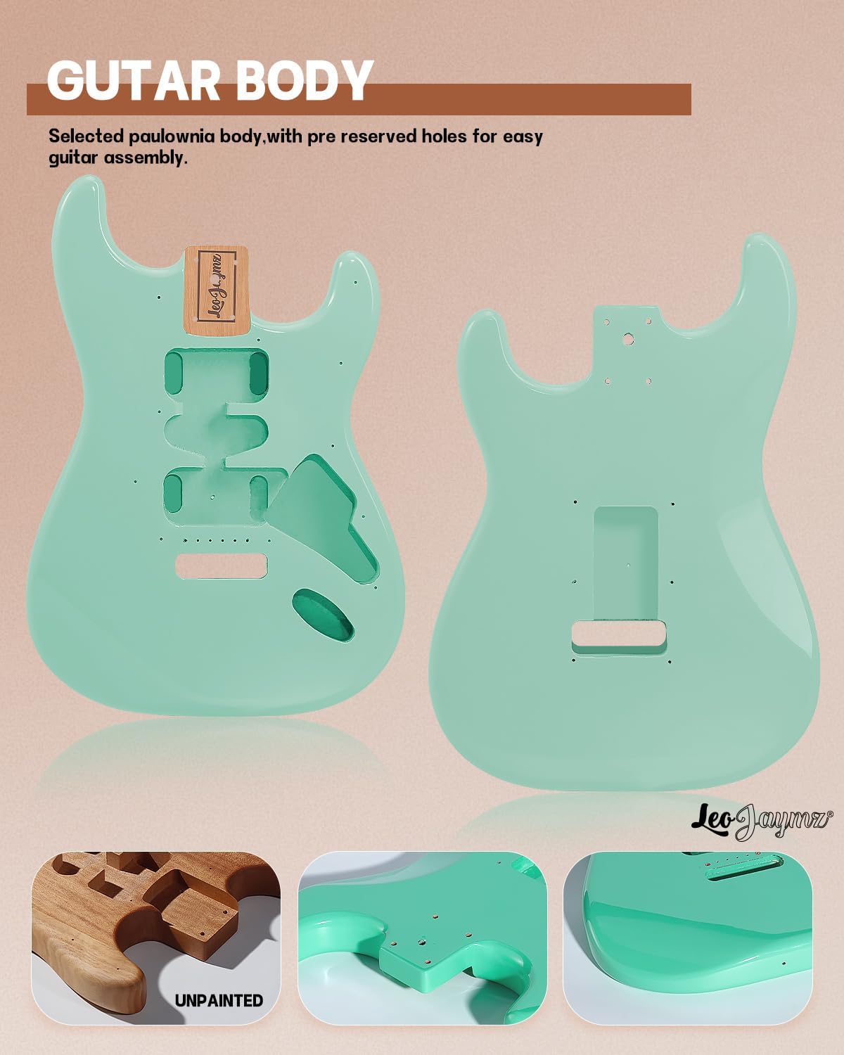 Leo Jaymz DIY ST Style Electric Guitar Kits,Spray-painted Mahogany Body,Laurel Wood Fingerboard and Maple Neck, including all Components (ST-Surf Green)