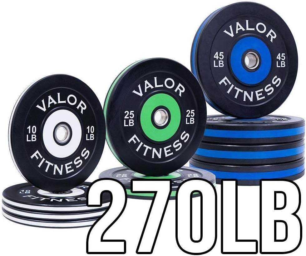 Valor Fitness Olympic Bumper Plate Pro - Weight Plates - Lifting Strength Conditioning Cross Training Workouts – Sold in Singles, Pairs, Sets - Workout Equipment