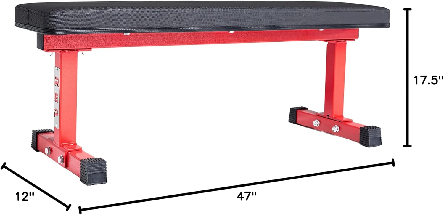 REP Fitness Flat Weight Bench, Heavy Duty Workout Bench For Home Gym, Folding Fitness Equipment For Strength Training, Adjustable Utility Platform For Dumbbells, Barbell, Lifting And Core Exercises
