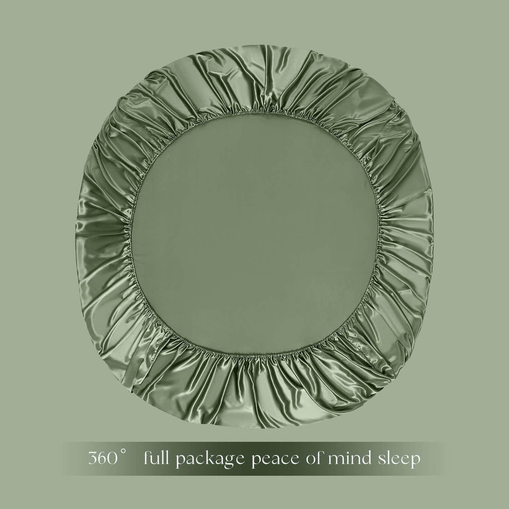 DISANGNI 22 Momme 100% Mulberry Silk Bedding Set - 4-Piece Luxury (2 Pillowcases, 1 Fitted Sheet, 1 Flat Sheet) - 6A Grade Natural Silk (Green, Twin)