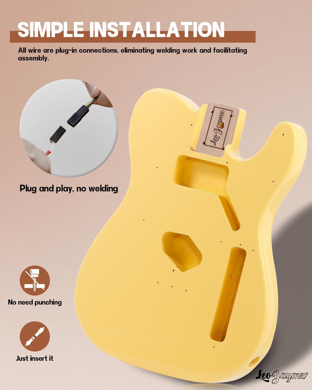 Leo Jaymz Print DIY Electric Guitar Kits (TL Cream Yellow (New))