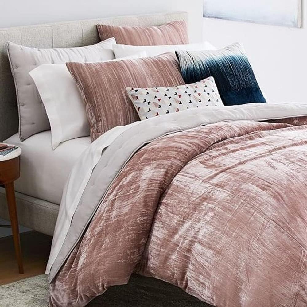 The Harry Creations 3 Pcs Set Solid Pattern Velvet Bedding Ultra Crushed Luxury Boho Donna Duvet Cover (Crush-Peach, Super King Plus 114 inches x 118 inches)