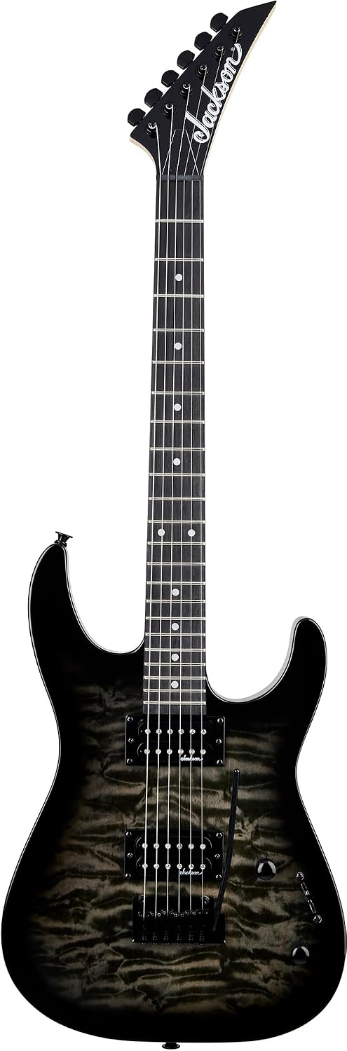 Jackson JS Series Dinky JS11Q Electric Guitar - Transparent Black Bundle with Frontman 10G Amplifier, Gig Bag, Tuner, Strap, Cable, Picks, and Austin Bazaar Instructional DVD