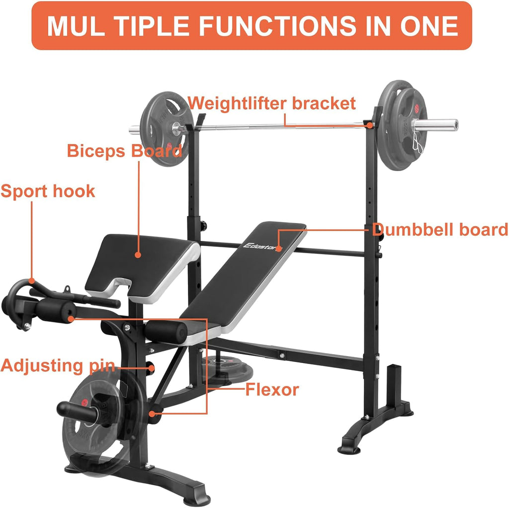 Olympic adjustable Weight Bench Set, Workout Equipment for Home Workouts, Bench Press with Preacher Curl, Leg Developer, Home Gym Full Body Workout