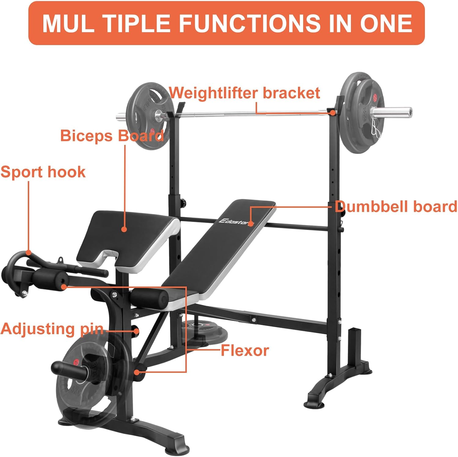 Olympic adjustable Weight Bench Set, Workout Equipment for Home Workouts, Bench Press with Preacher Curl, Leg Developer, Home Gym Full Body Workout