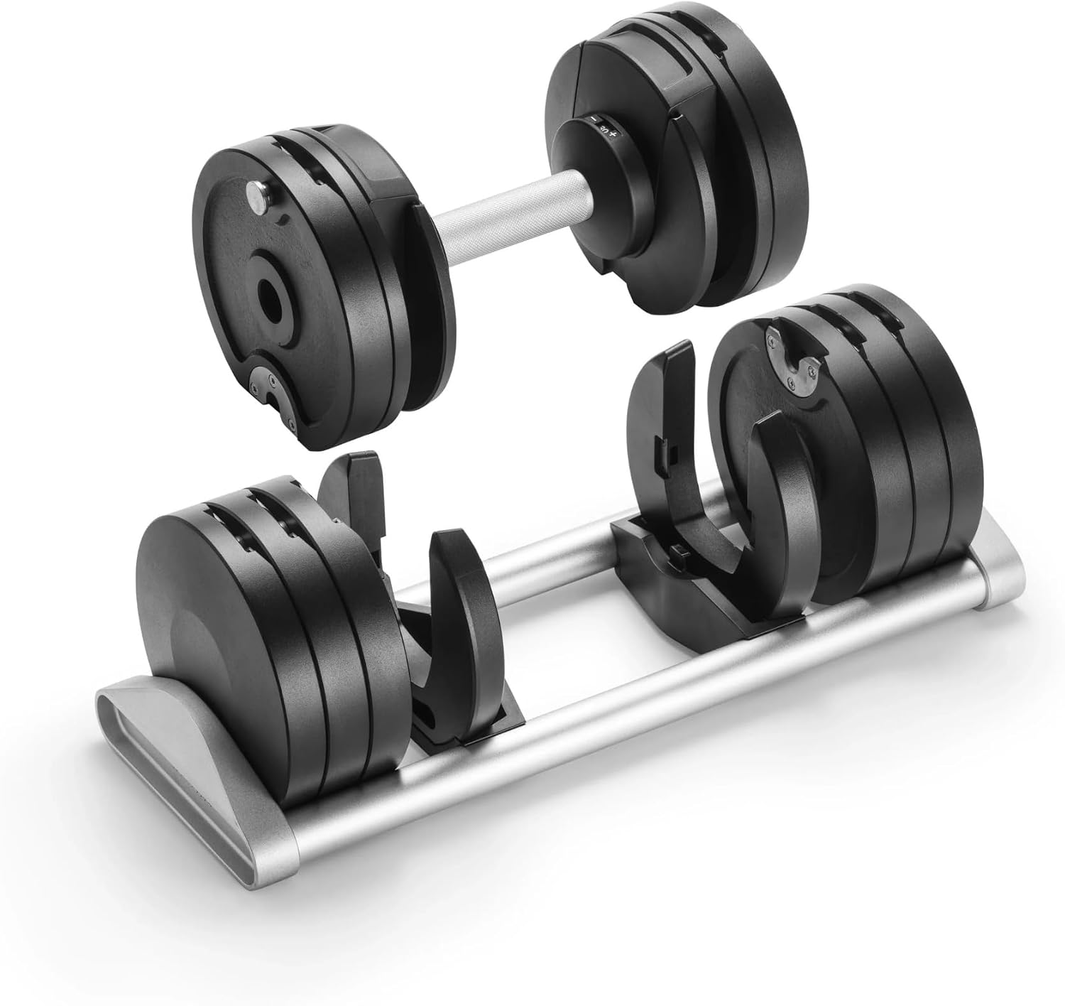 SMRTFT NUOBELL Adjustable Dumbbells 5–100 lb Set | Original NUOBELL | 26 Weights in 1 for Home Gym Strength Training | Steel-Knurled Handle | Space-Saving Dumbbell Set of 2 | 2-Year Warranty
