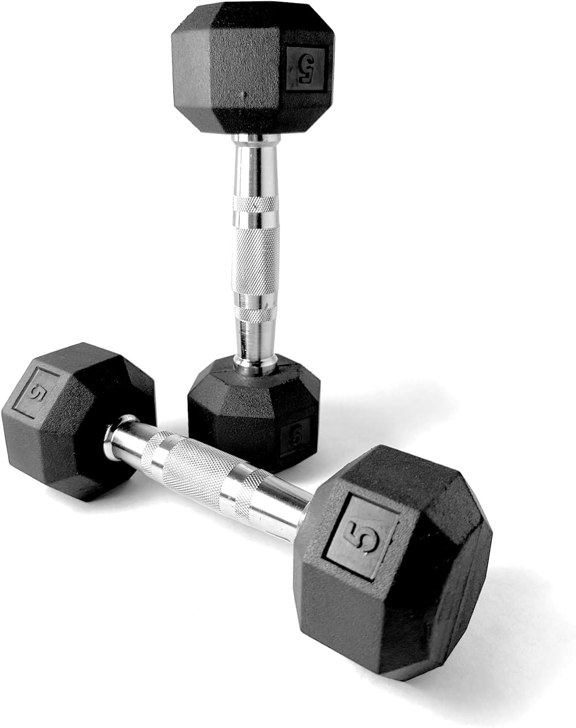 Ader Black Octagon Rubber Dumbbell Set with Rack