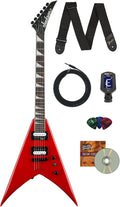 Jackson King V JS32T Electric Guitar - Ferrari Red Bundle with Cable, Tuner, Strap, Picks, and Austin Bazaar Instructional DVD