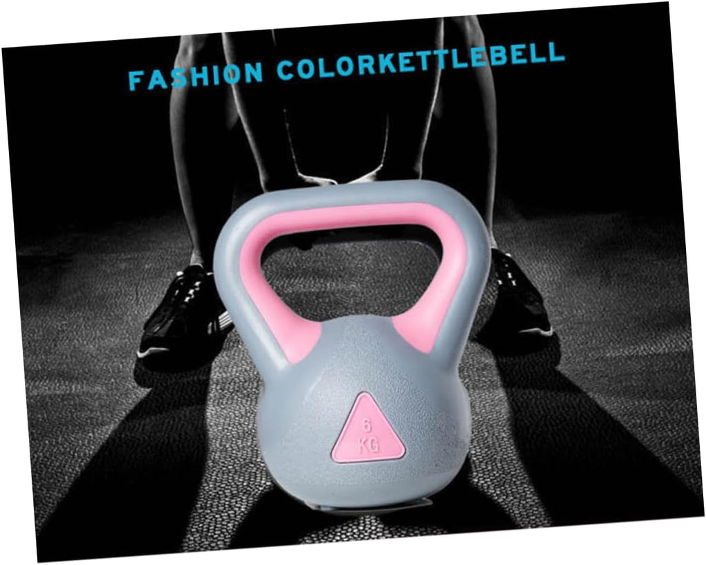 KOMBIUDA 1pc Rubberized Kettle-bell for Women's Fitness Training Non-slip Grip for Safe Workouts for Strength and Endurance Building Gym Gray Pink