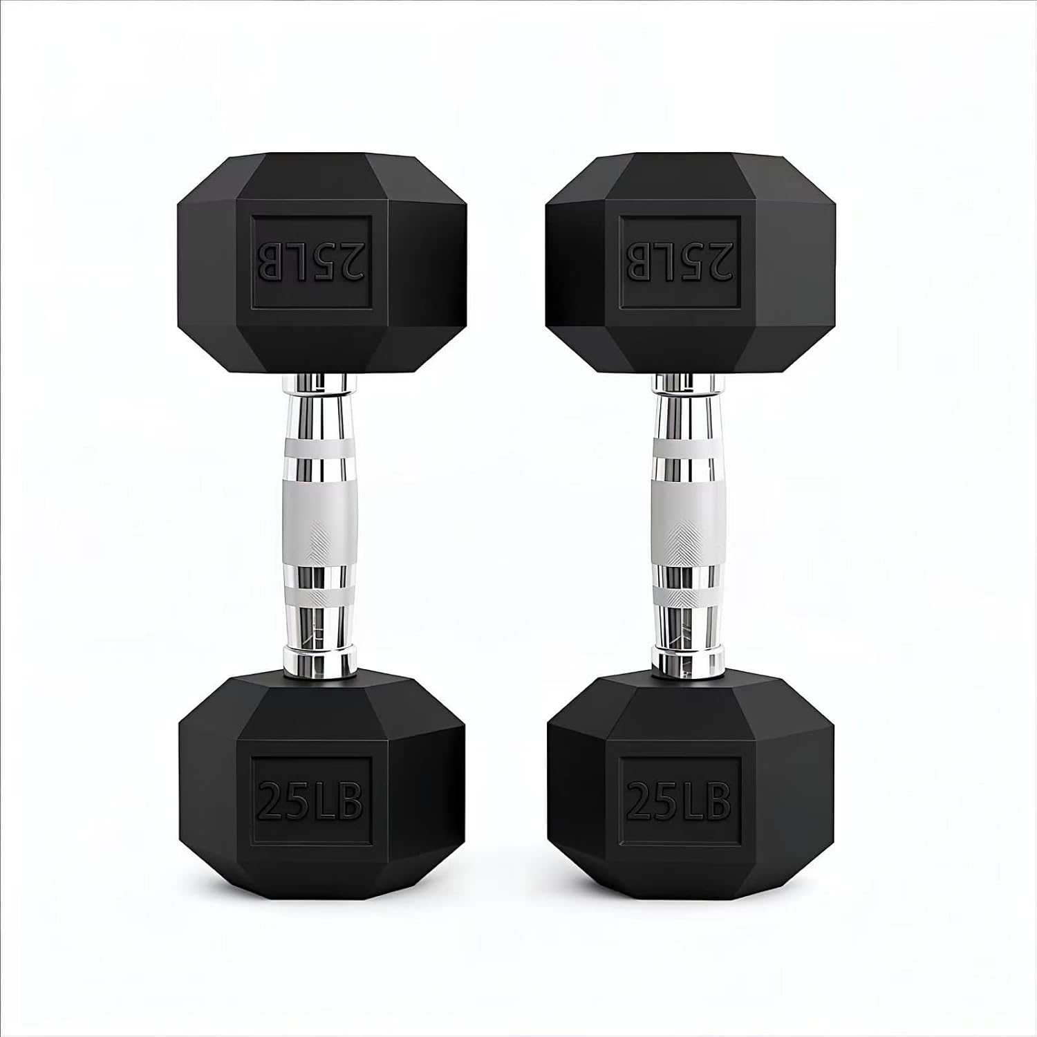 Barbell Coated Super Rubber Hex Dumbbell Weight-5LBS to 50LBS