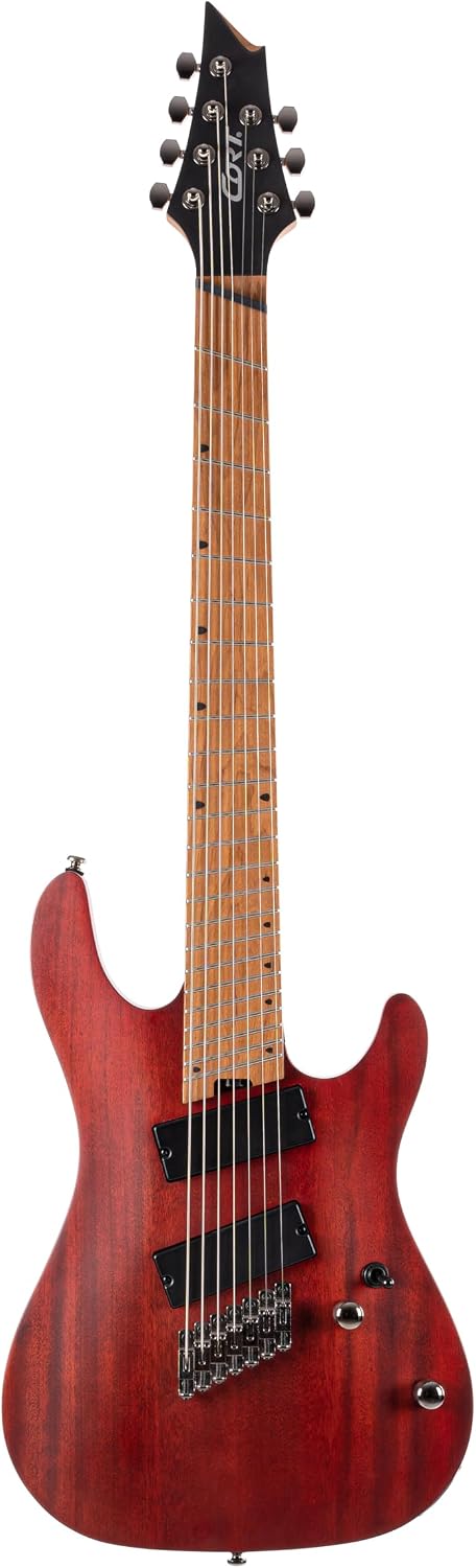 Cort KX307MSOPM KX Series Multi Scale 7 String Electric Guitar, Open Pore Mahogany