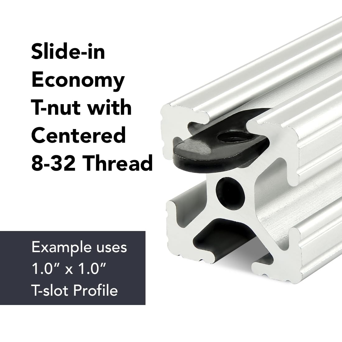 8020, 3275, 10 Series Steel 8-32 Centered Slide in Economy T Nuts Hardware Nuts for 1 Inch Aluminum Extrusions (500)